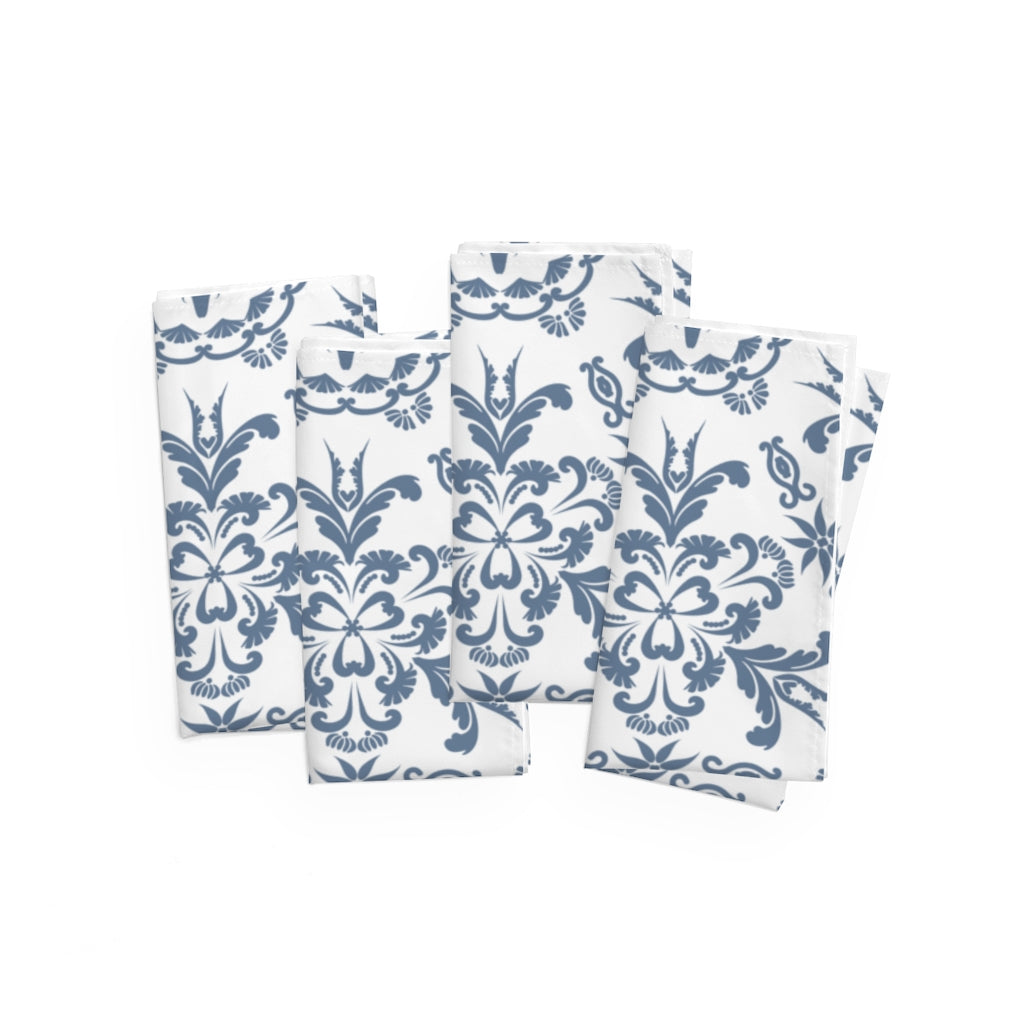Blue Floral Napkins / Set of 4 Dinner Napkins