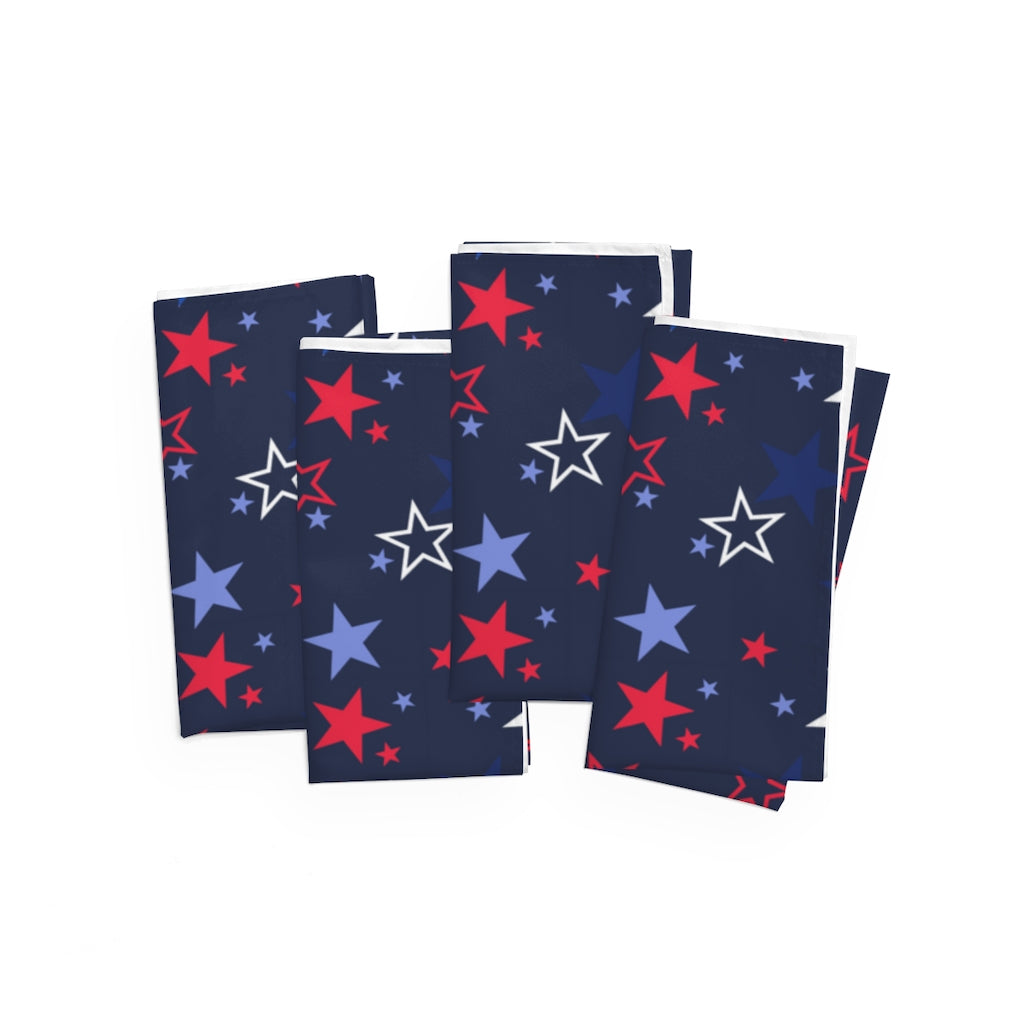 usa cloth napkins, set of 4 dinner napkins in usa stars