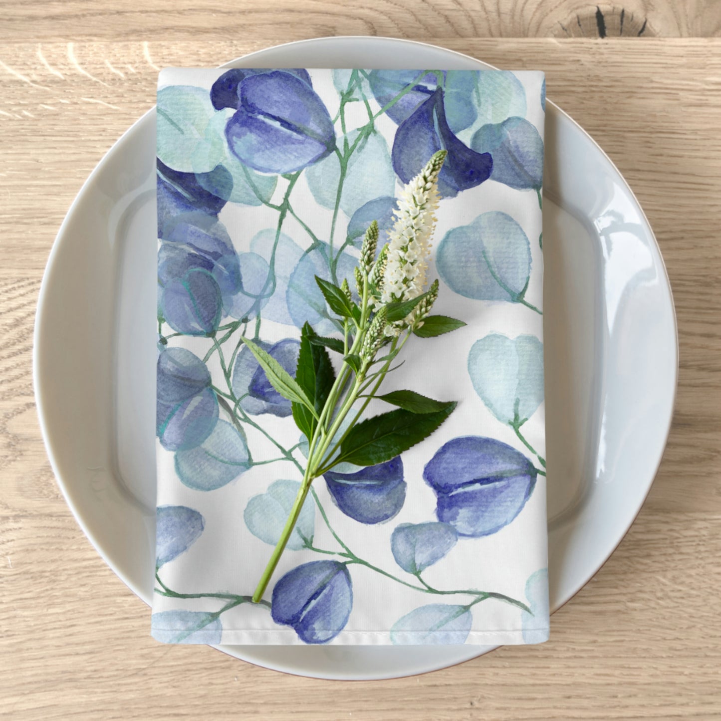 Blue Leaf Napkins / Set of 2 Cloth Napkins