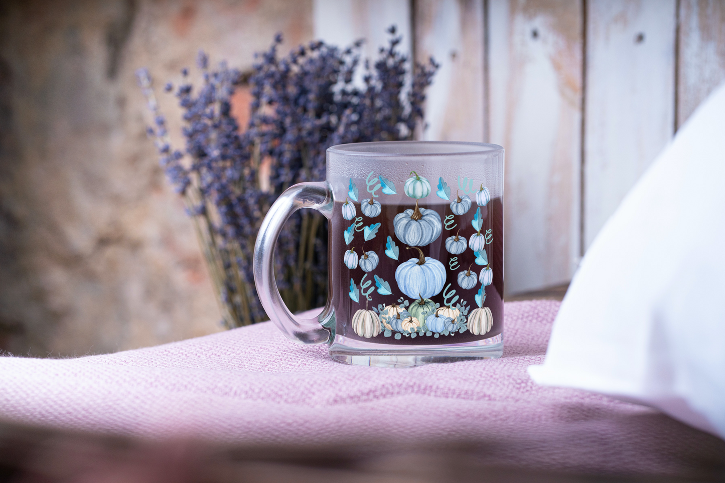 halloween blue pumpkin glass mug