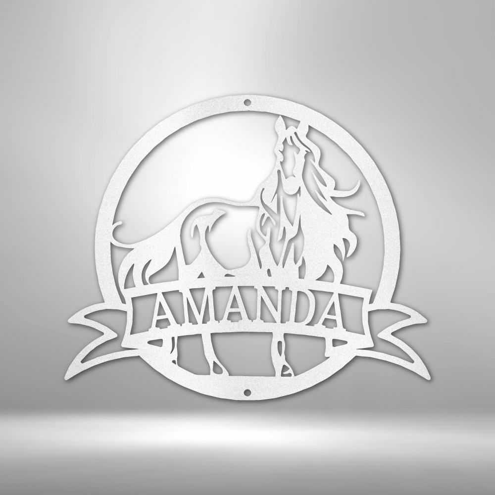 Majestic Horse Monogram - Personalized Name Steel Sign
