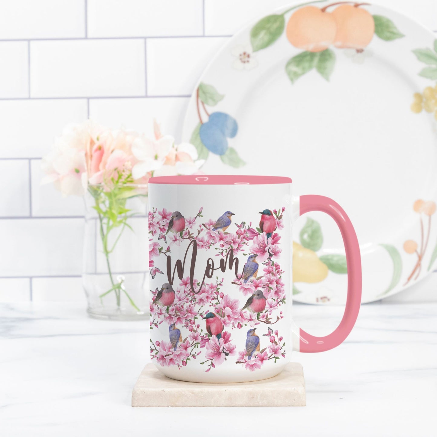 Cherry Blossom Mug / Personalized Pink Mug