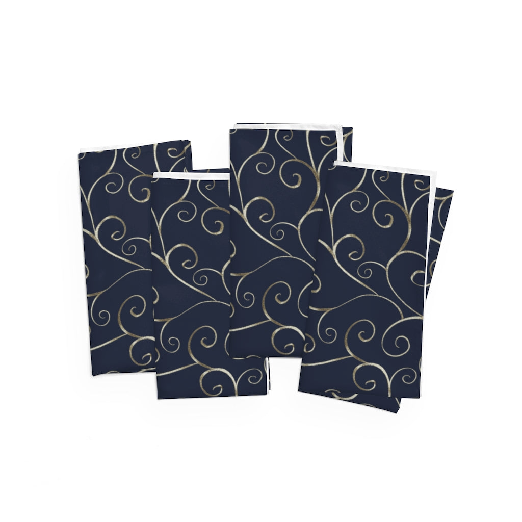 Christmas Napkins / Navy Blue Napkins / Wedding Napkins / Set of 4