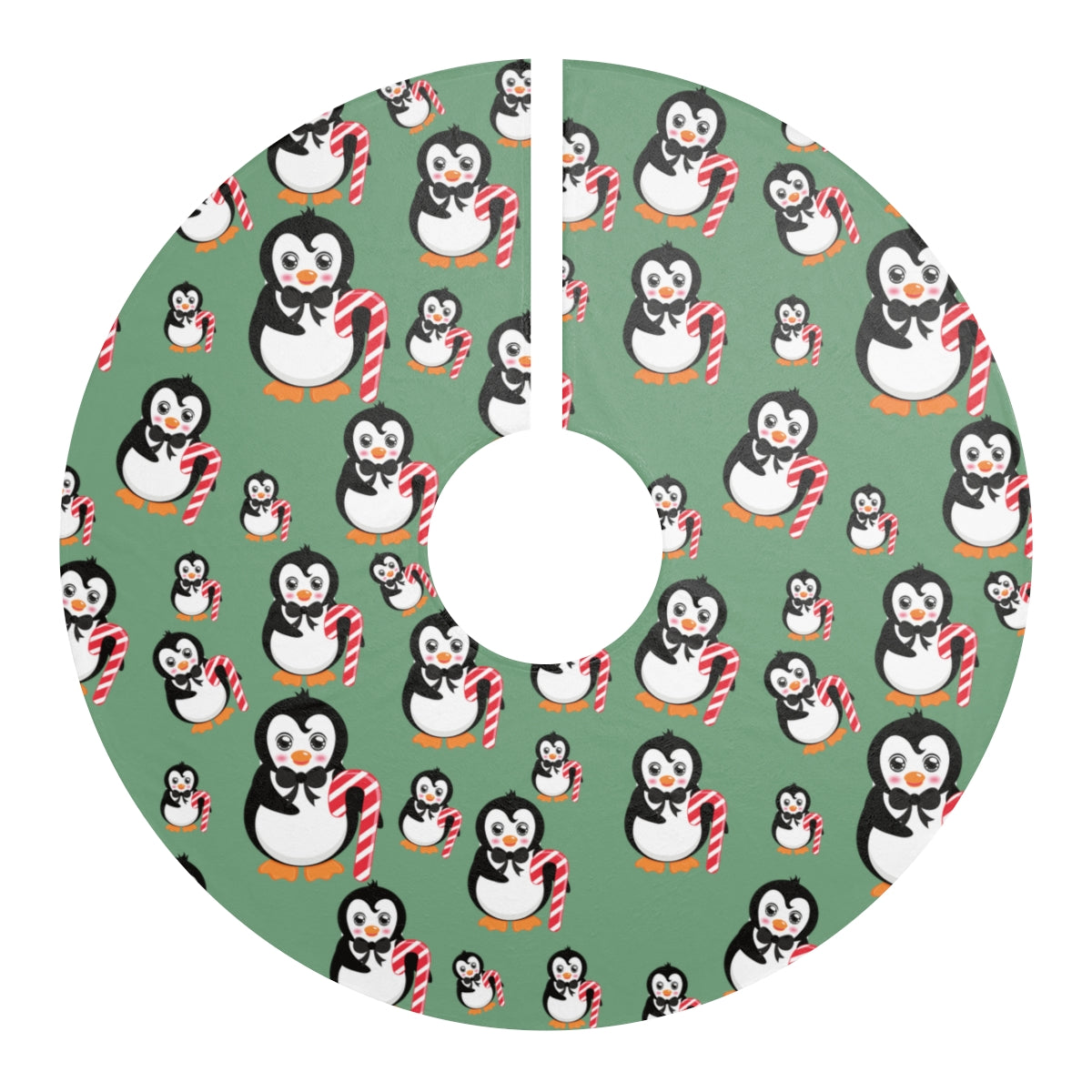 Penguin Tree Skirt / Christmas Tree Skirt / Green Tree Skirt