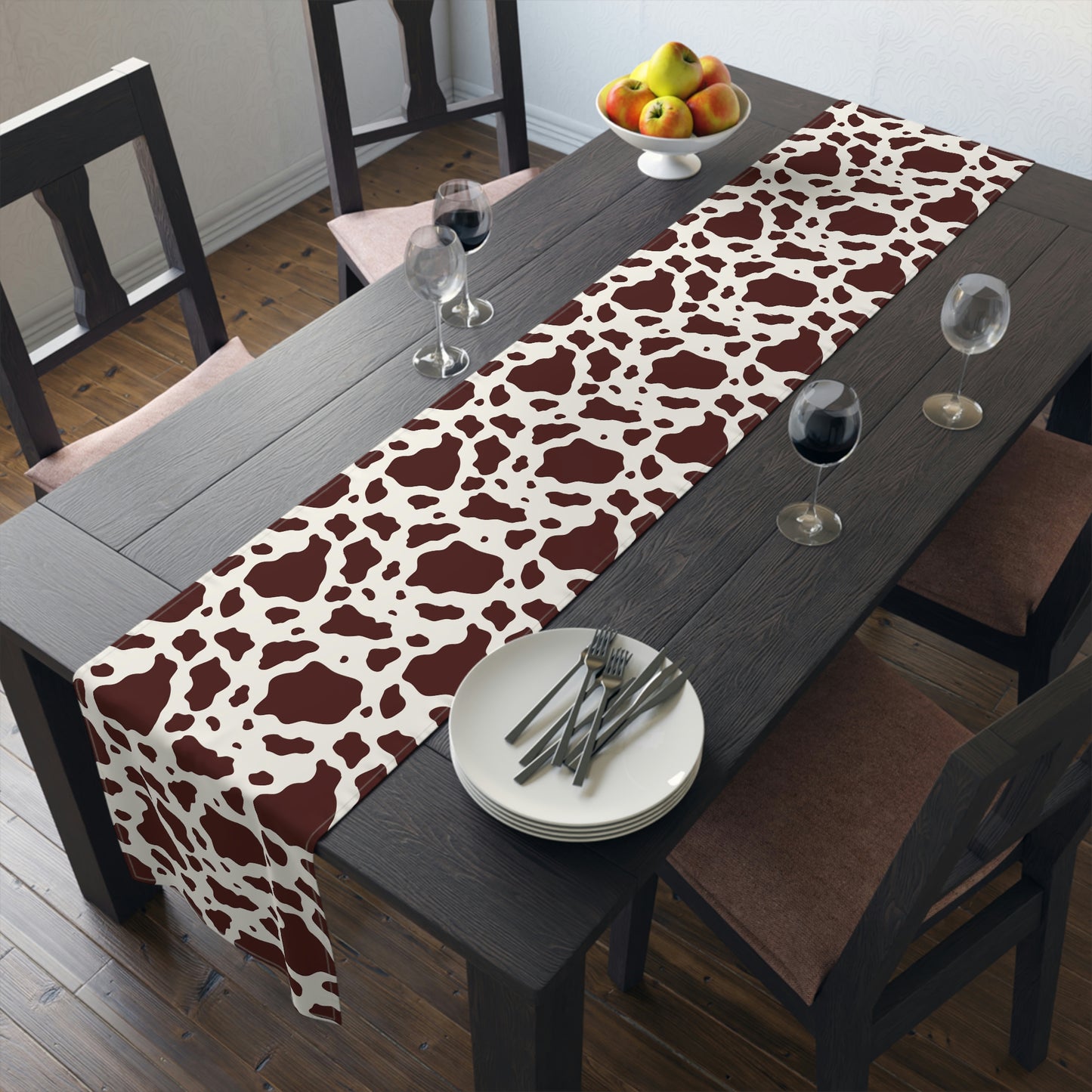 Brown Cow Print Table Runner / Brown Table Runner / Farmhouse Decor