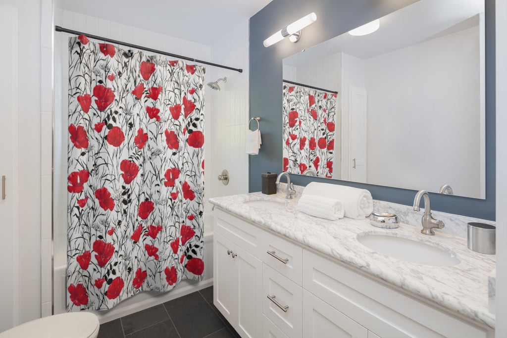 poppy fields shower curtain