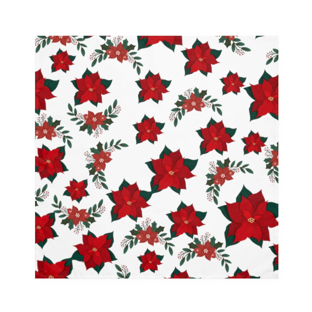 Christmas Cloth Napkins / Poinsettia Christmas Napkins / Set of 4