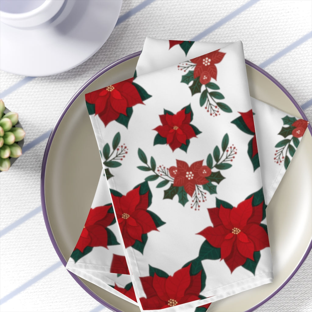 poinsettia christmas napkins