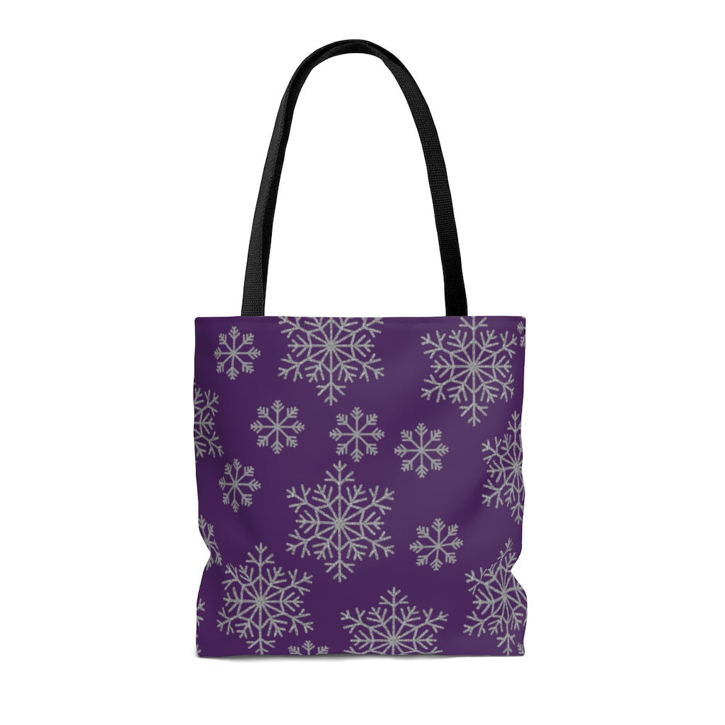 Snowflake Tote Bag / Navy Blue Tote Bag / Christmas Bag / Holiday Tote Bag