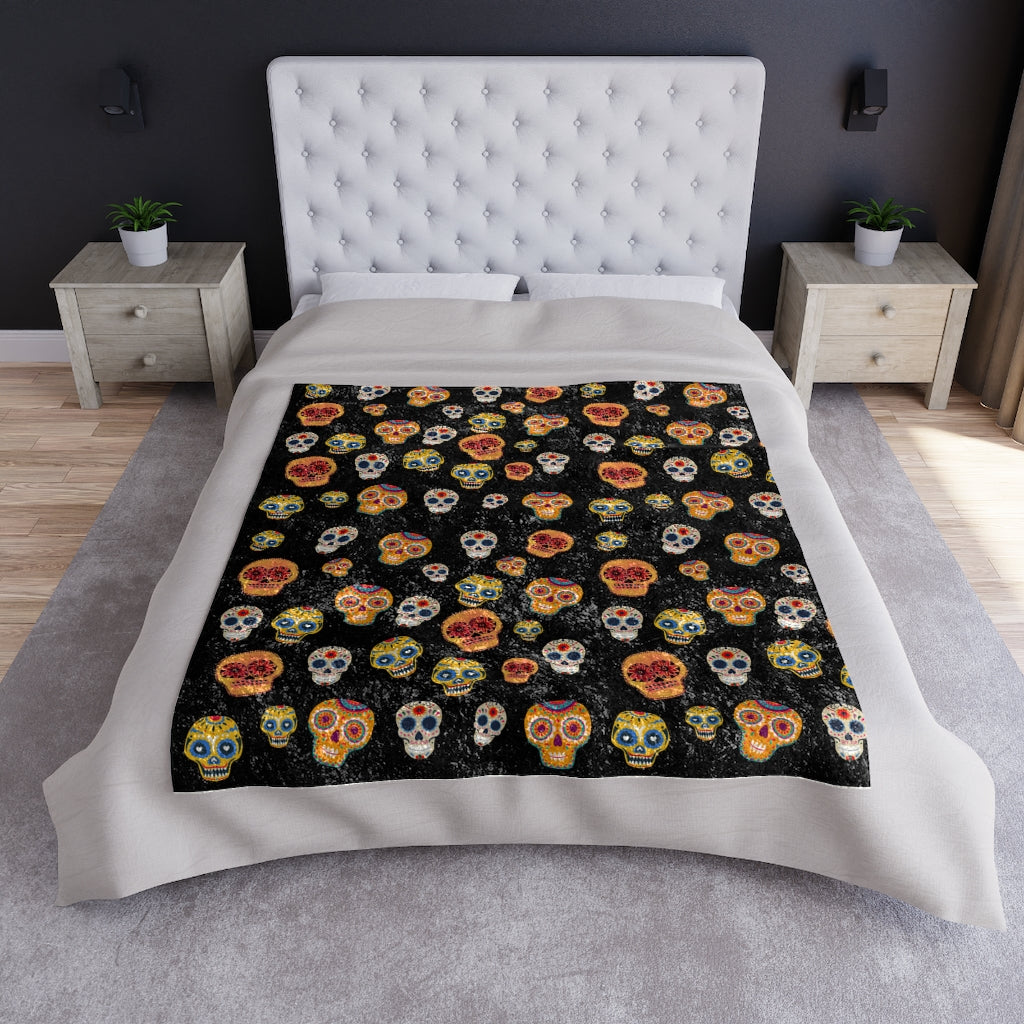 Halloween Skull Blanket / Crushed Velvet Blanket