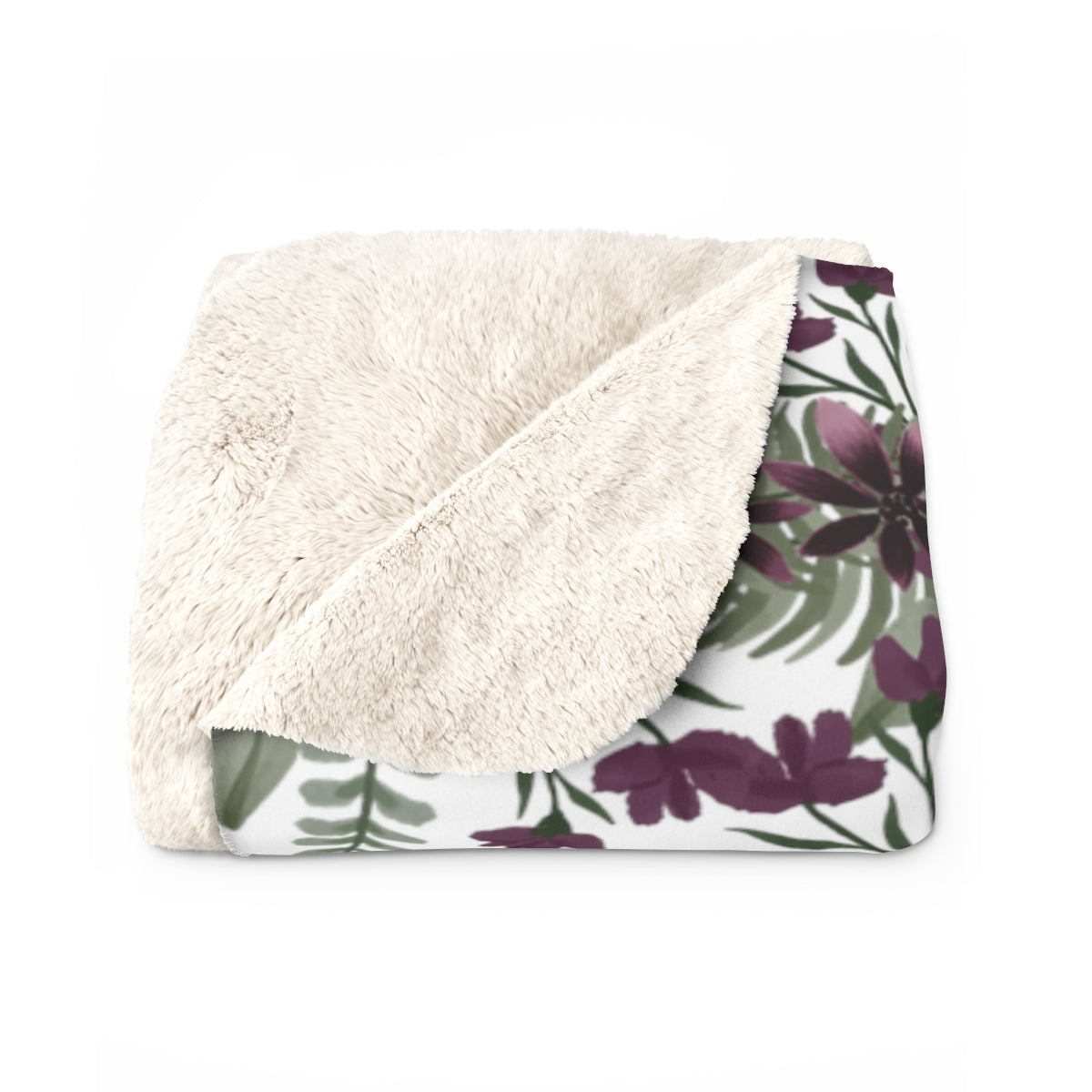 Purple Flower Sherpa Blanket
