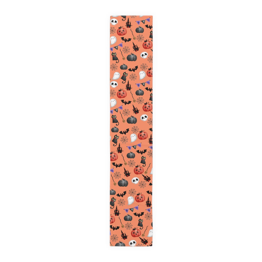 flat view of halloween table runner
