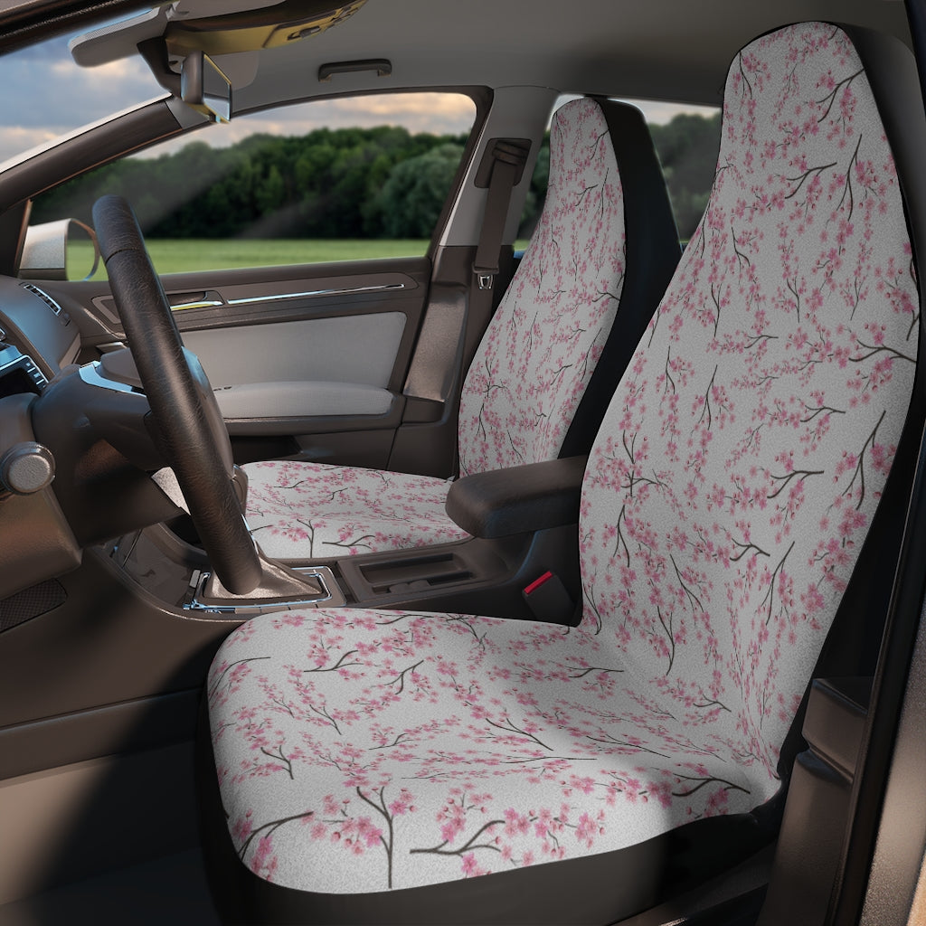 flower car seat and stroller Cherry Blossom Car Set Covers / Set of 2 Pink Flower Car Seat Covers