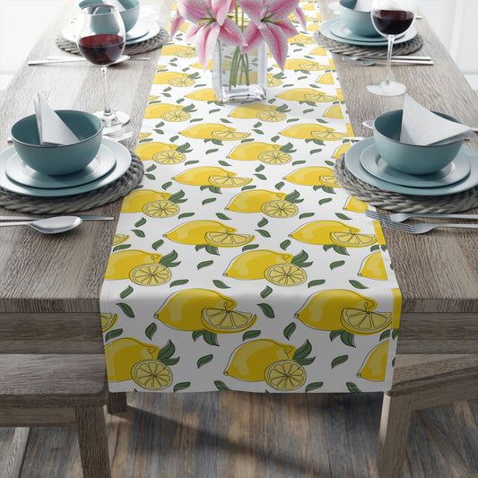 yellow lemon table runner for spring or summer decor