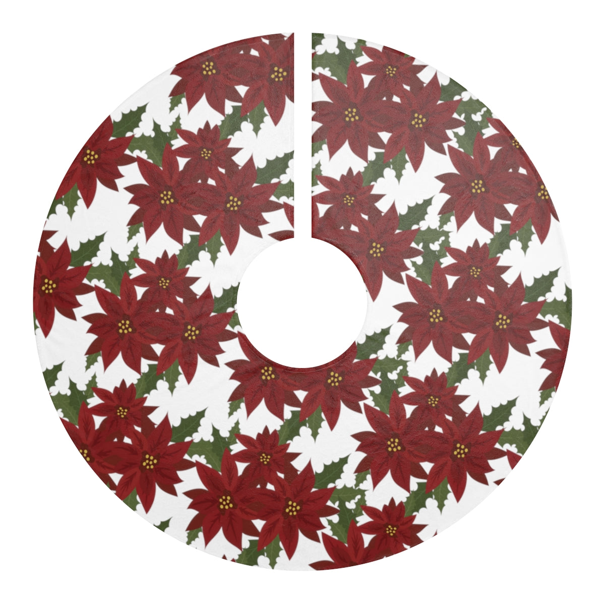 Christmas Tree Skirt / Poinsettia Christmas Decor / Christmas Decor