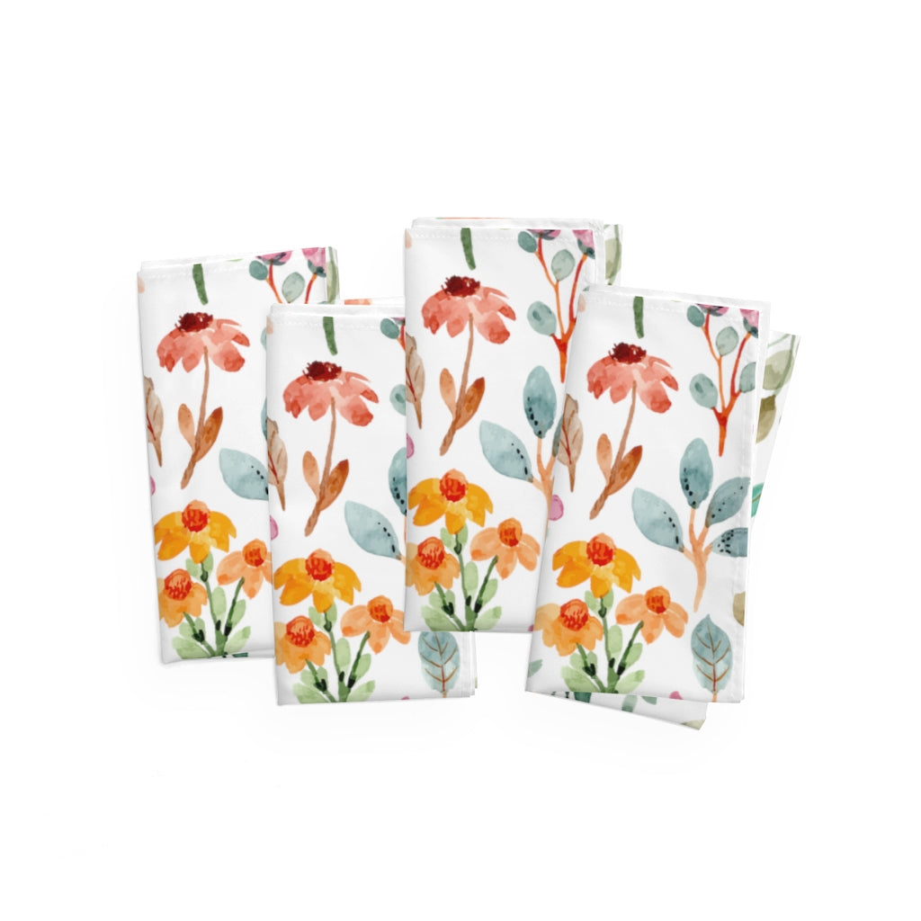 set of 4 cloth dinner napkins with flowers