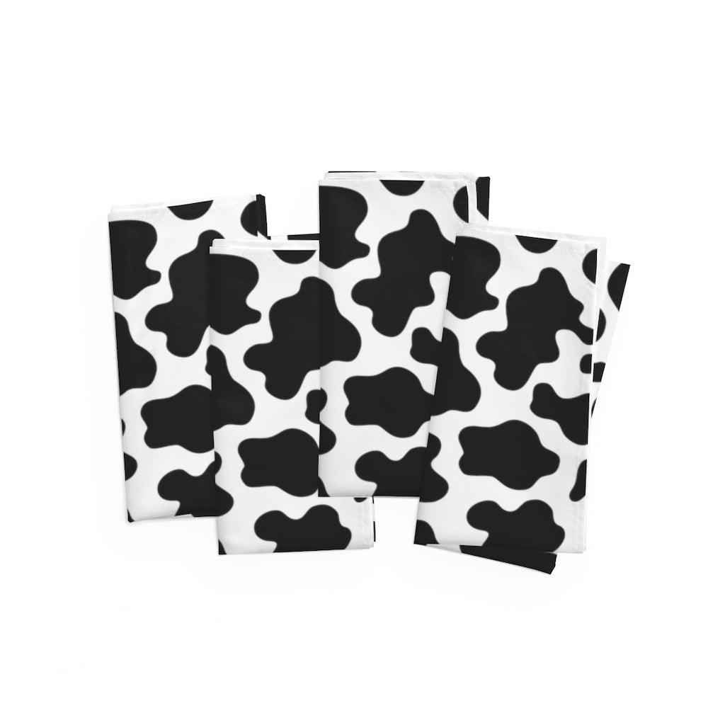 cow print reusable dinner napkins in farmhouse style