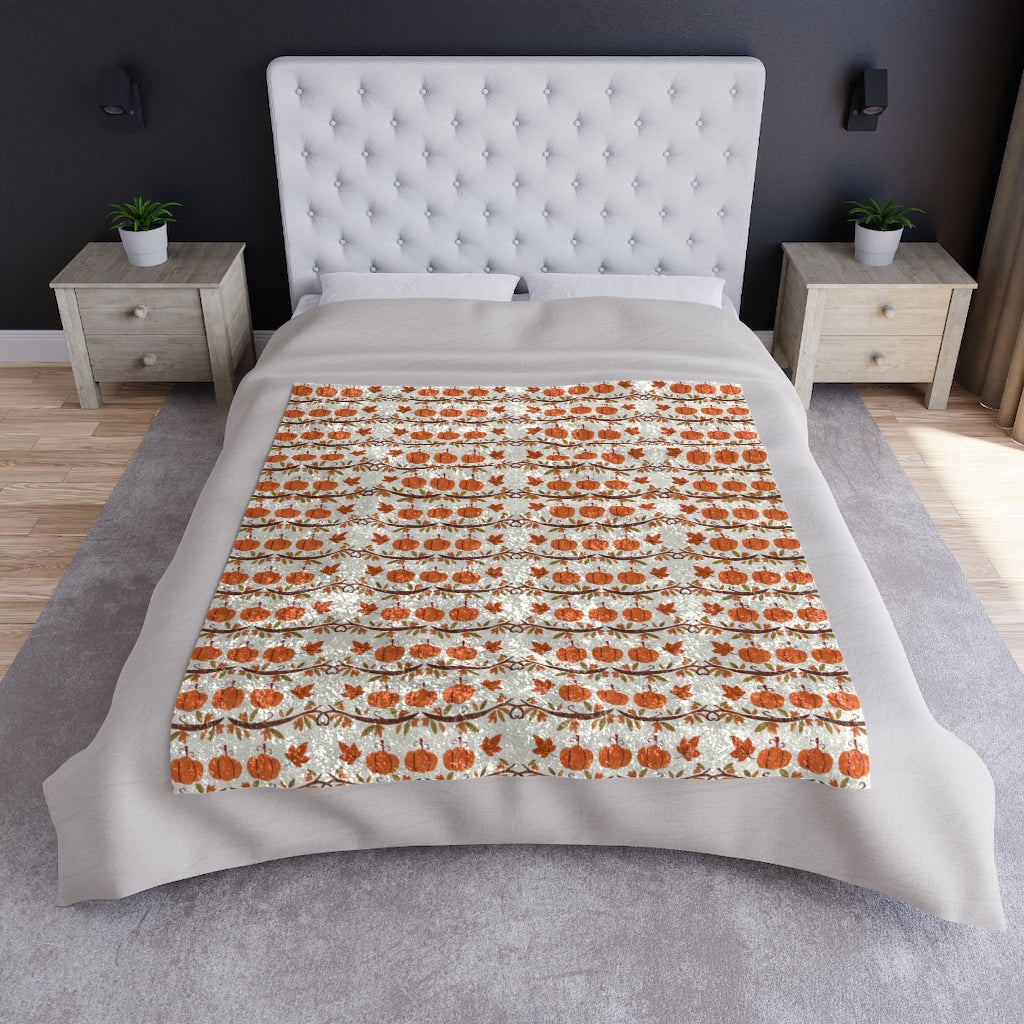 Fall Blanket / Pumpkin Blanket / Crushed Velvet Blanket