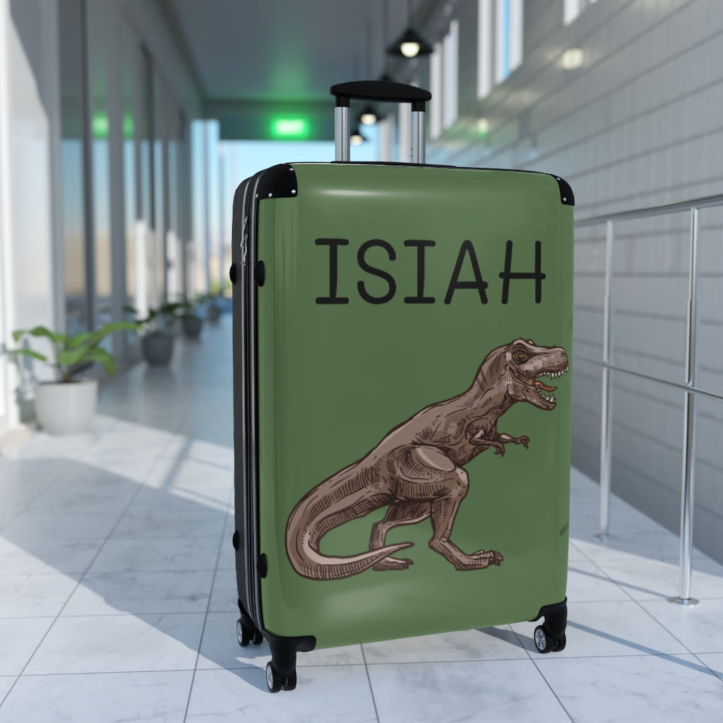 Boy's Dinosaur Luggage / Personalized Suitcase / Boy's Green Travel Suitcase