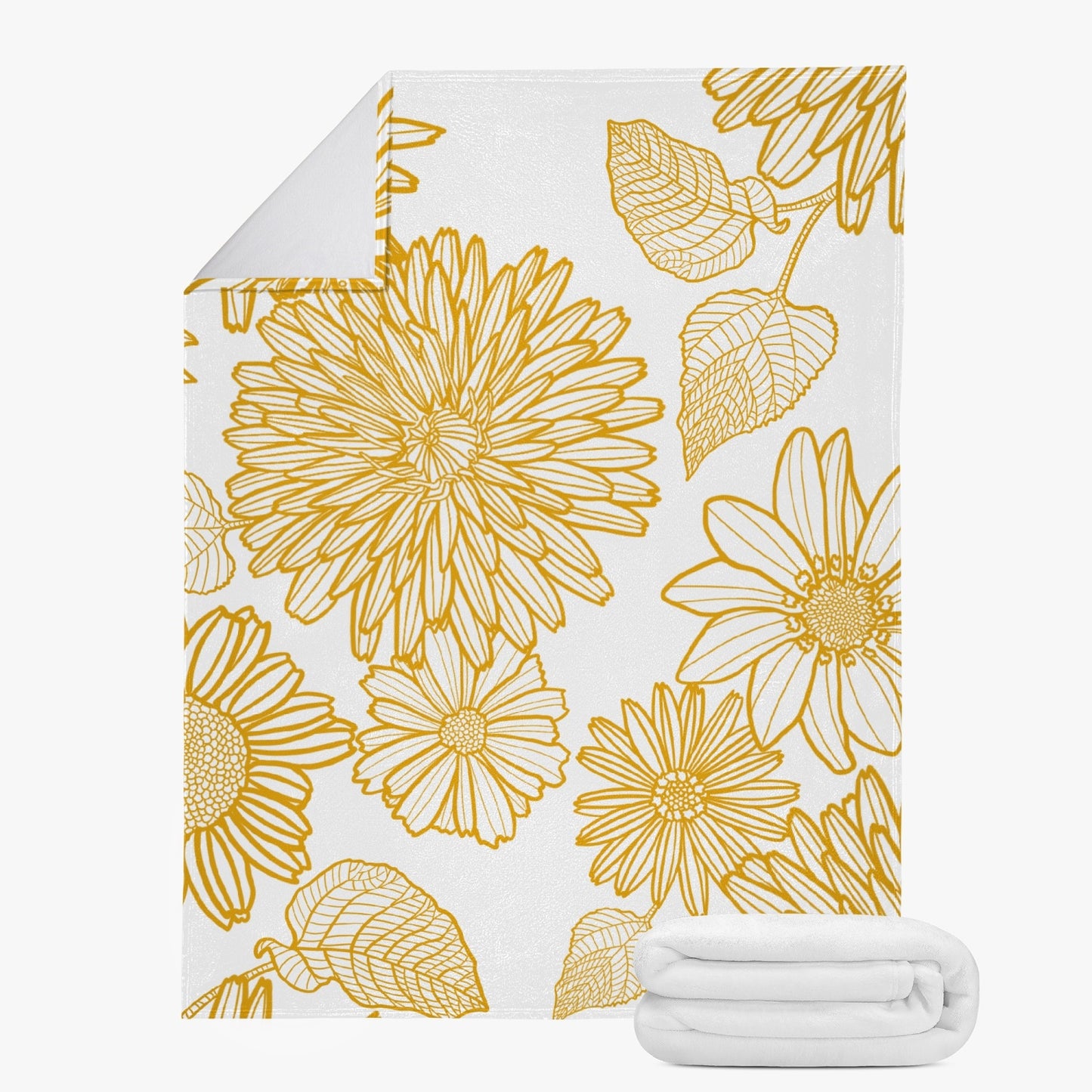 Sunflower Blanket / Yellow Floral Fleece Blanket