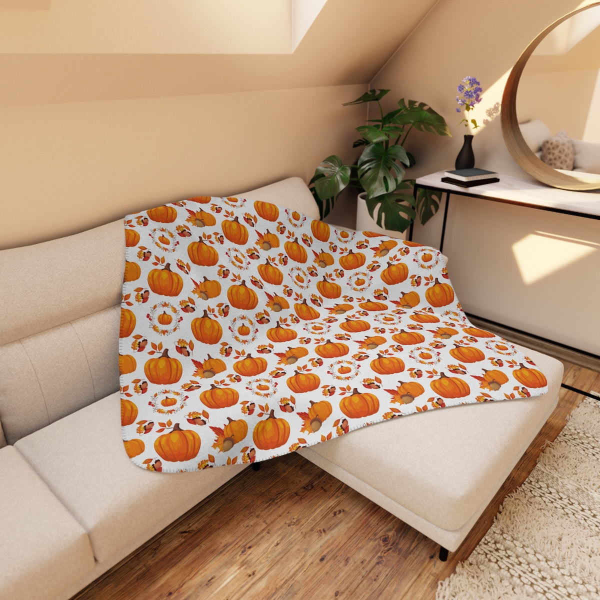 Pumpkin Blanket / Fall Sherpa Blanket