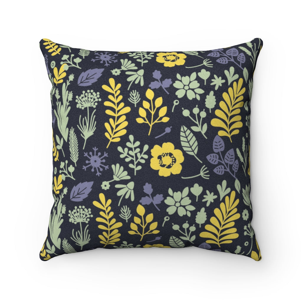 Navy Blue Pillow / Yellow Accent Pillow