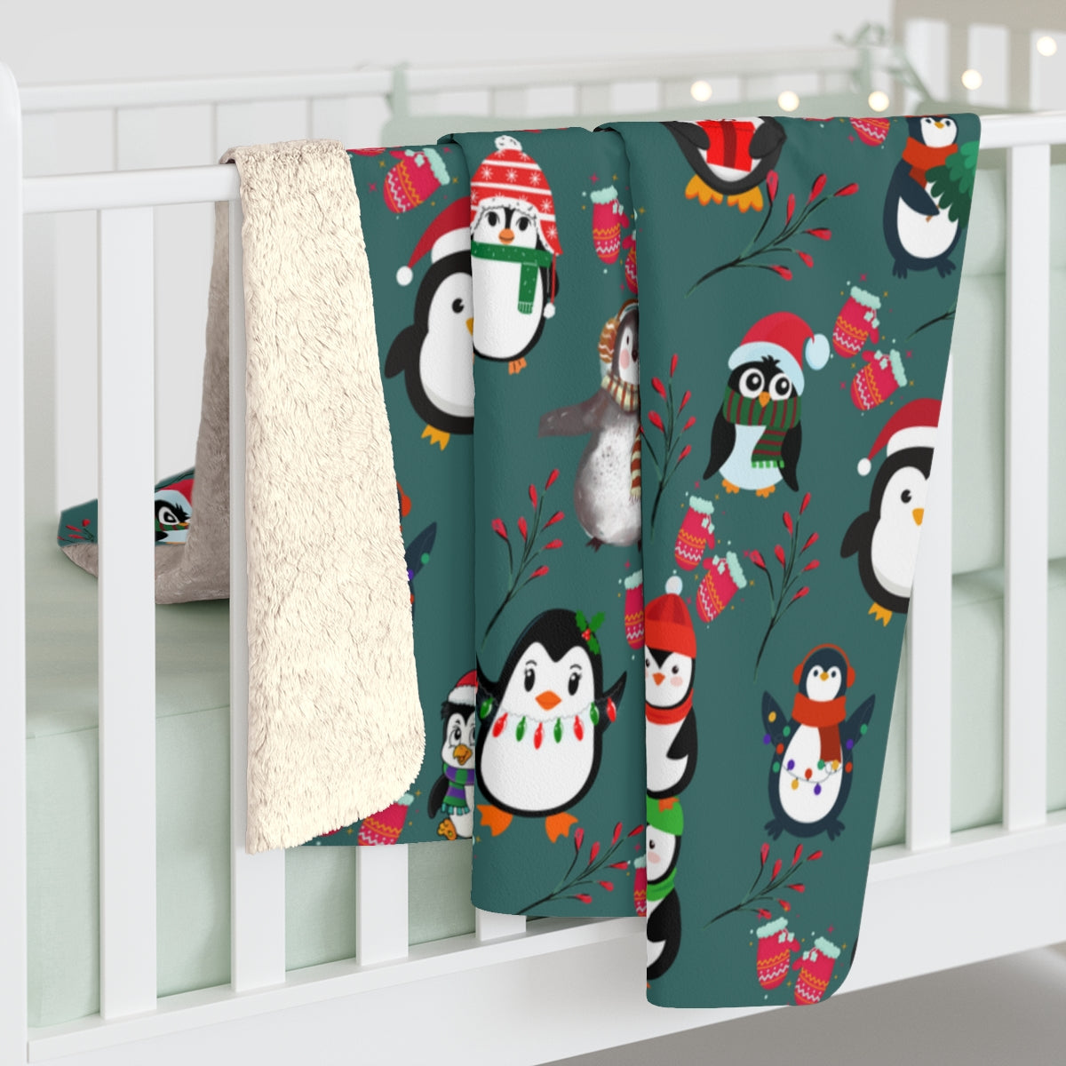 Christmas Penguin Sherpa Blanket