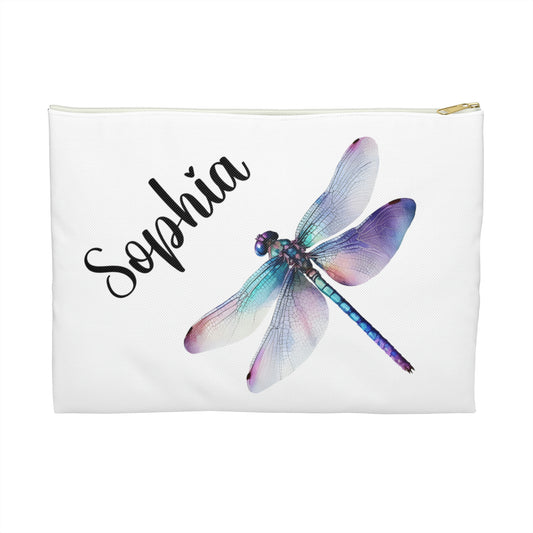 personalized spring purple dragonfly makeup bag