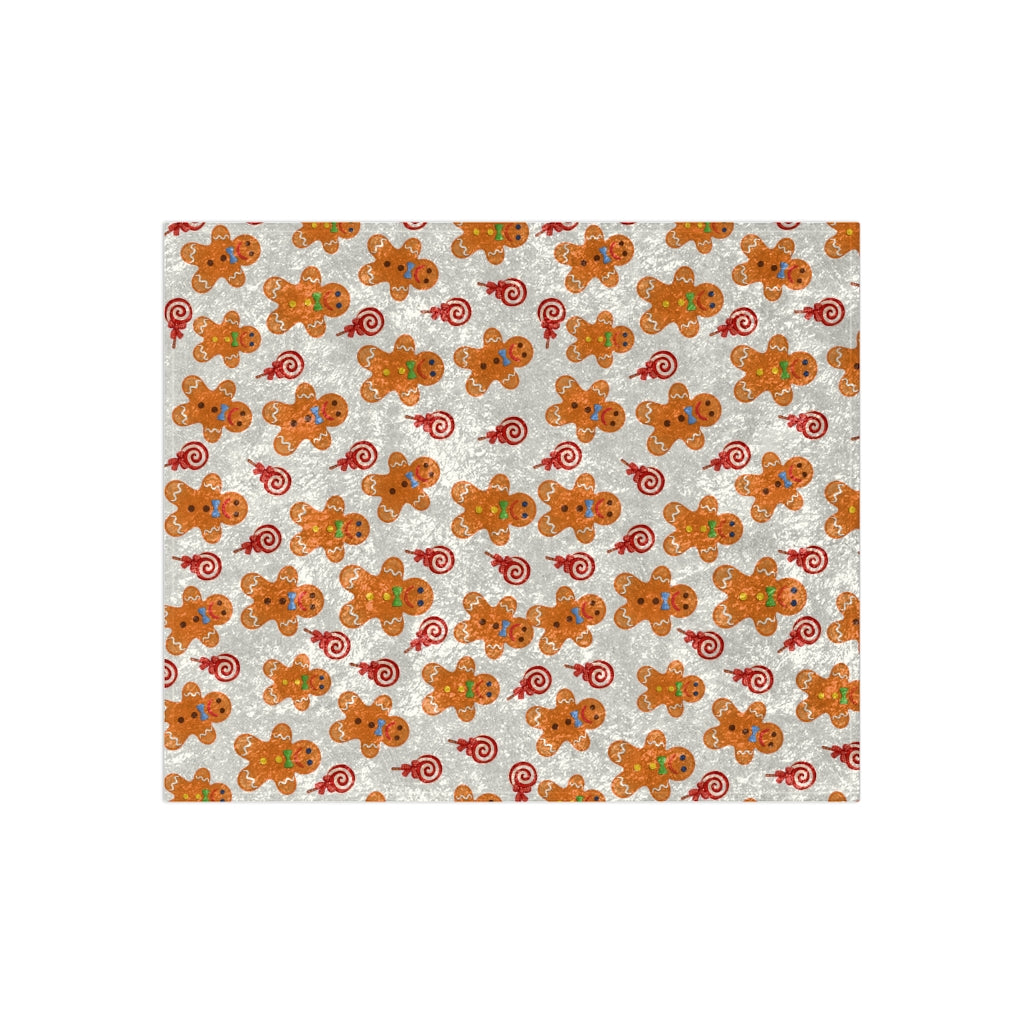 christmas gingerbread man blanket in brown , red and white colors