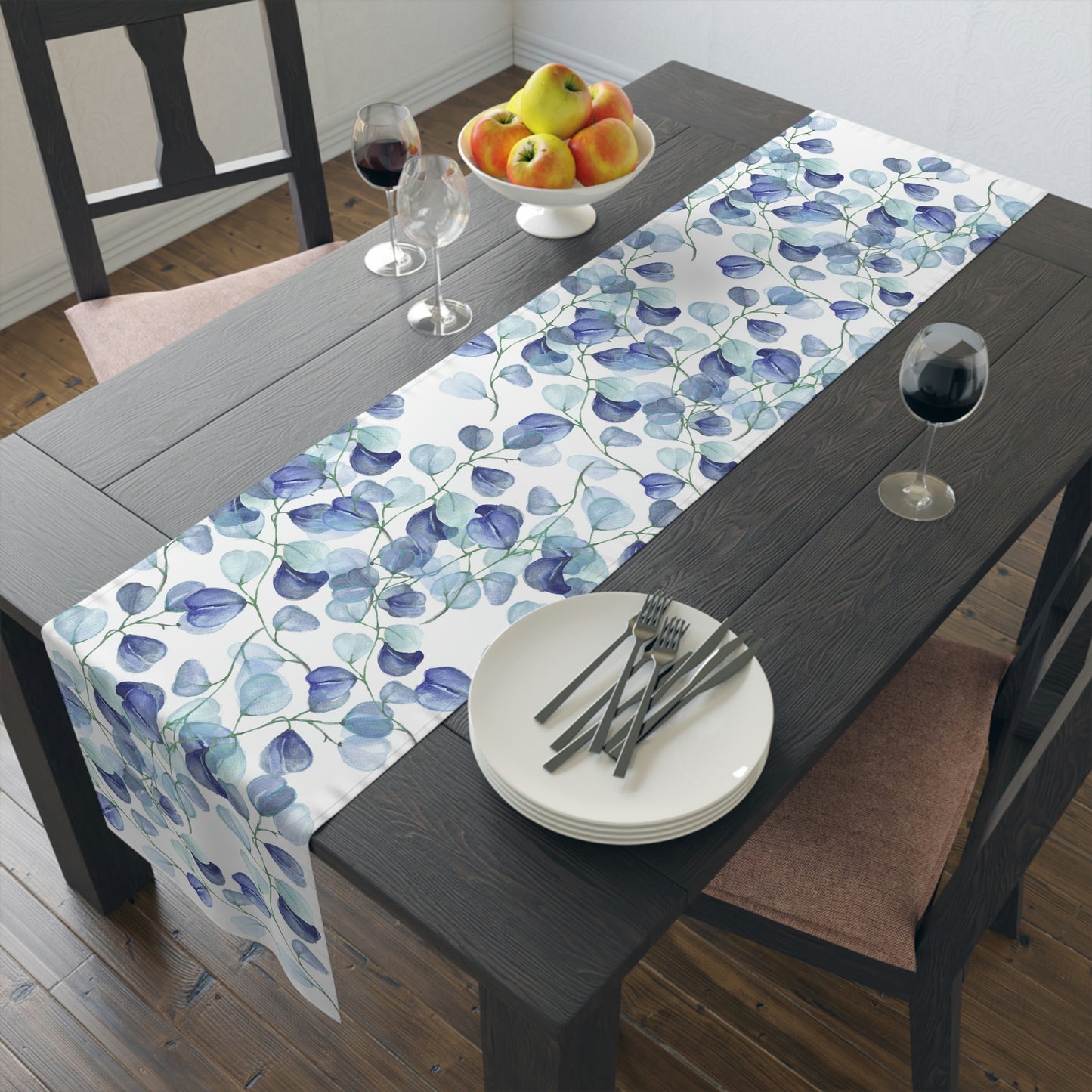 Blue Leaves Table Runner / Blue Table Runner