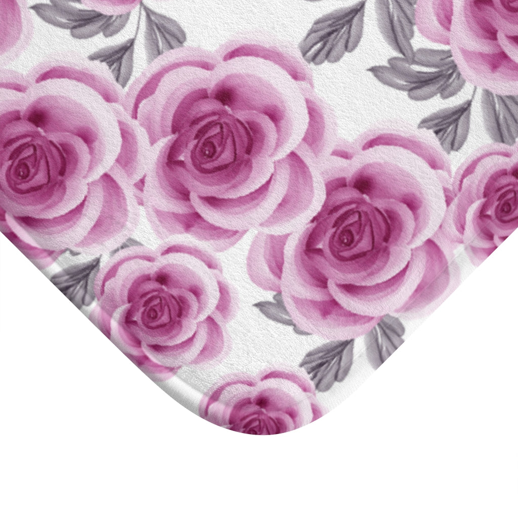 Pink Rose Bath Mat / Floral Bath Mat