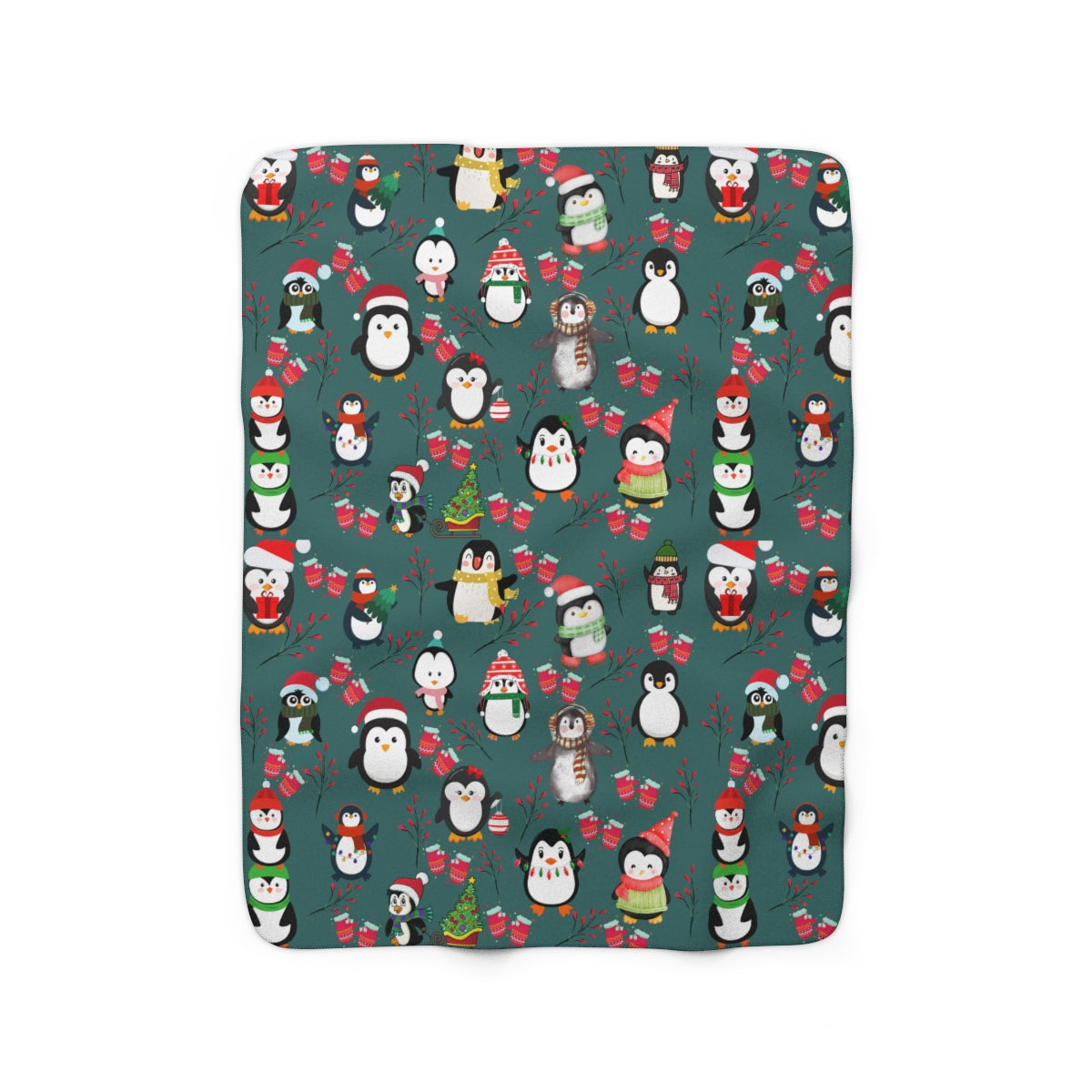 Christmas Penguin Sherpa Blanket