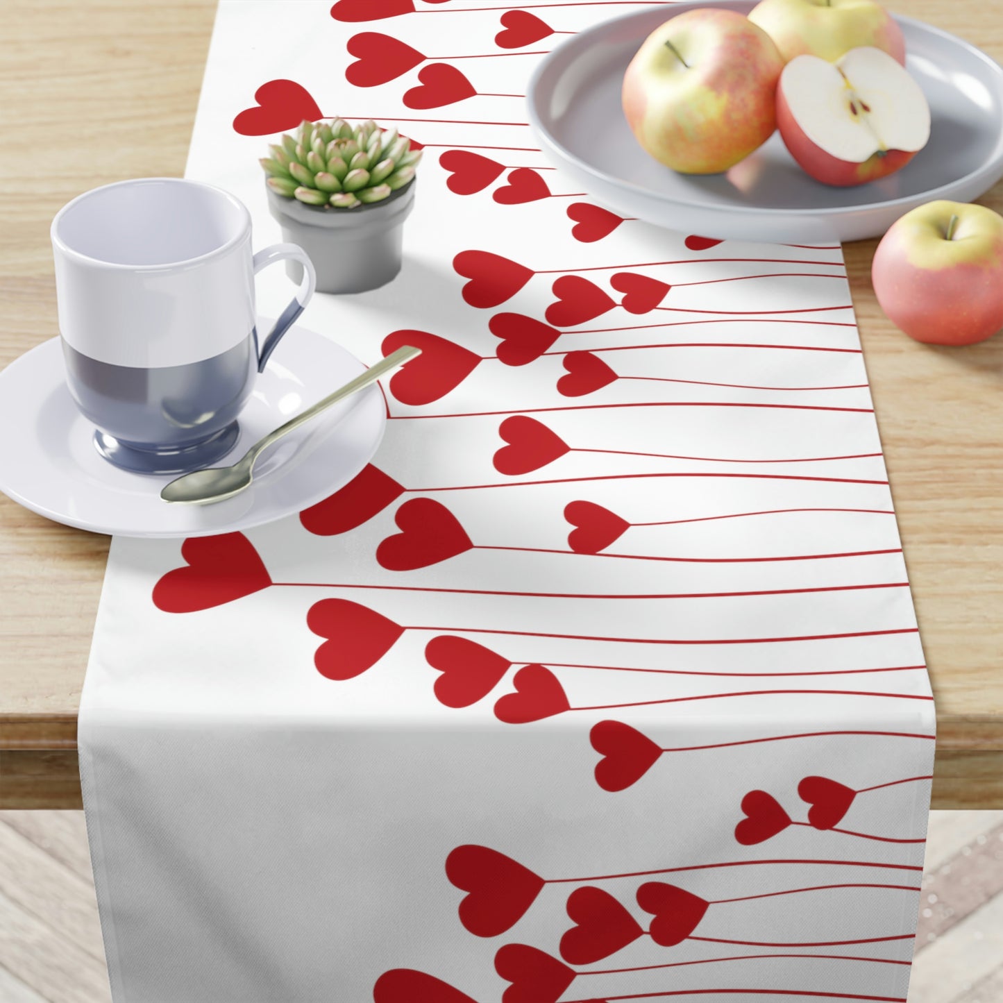 custom red heart valentines day table runner