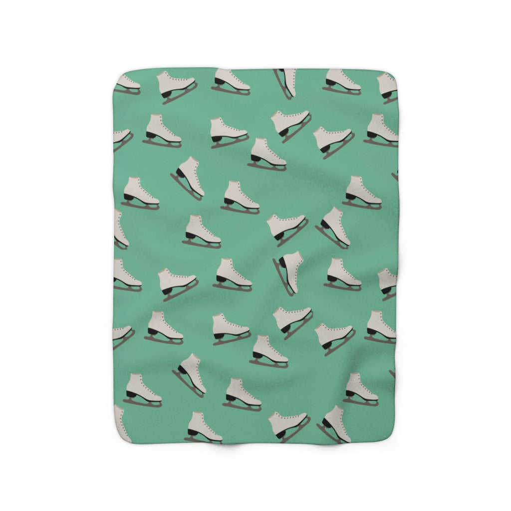 flat view of figure skating sherpa blanket