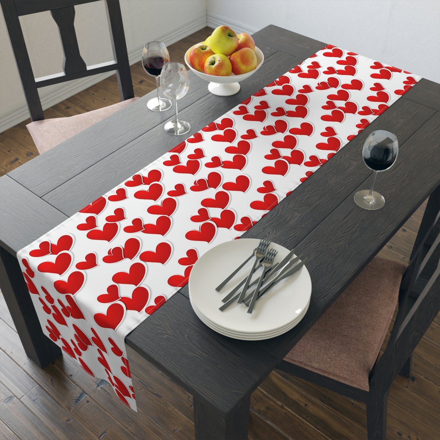Valentine's Day Table Runner / Heart Print Table Decor / Red Heart Table Runner / Valentine's Day Gifts / Red Heart Decor