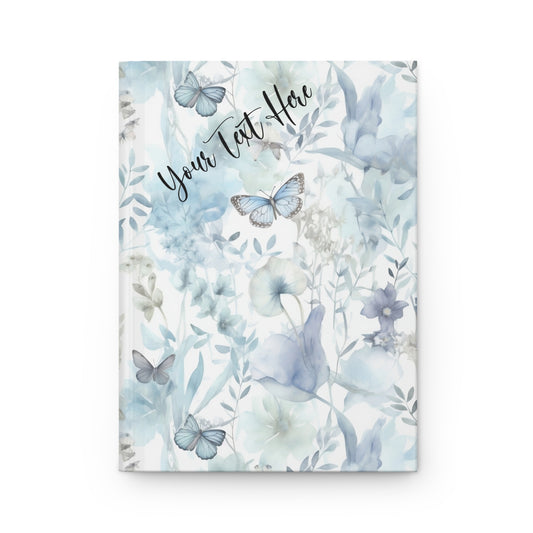 personalized blue butterfly writing hard cover journal