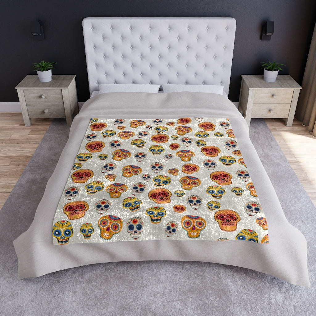 Halloween Skull Blanket / Crushed Velvet Blanket