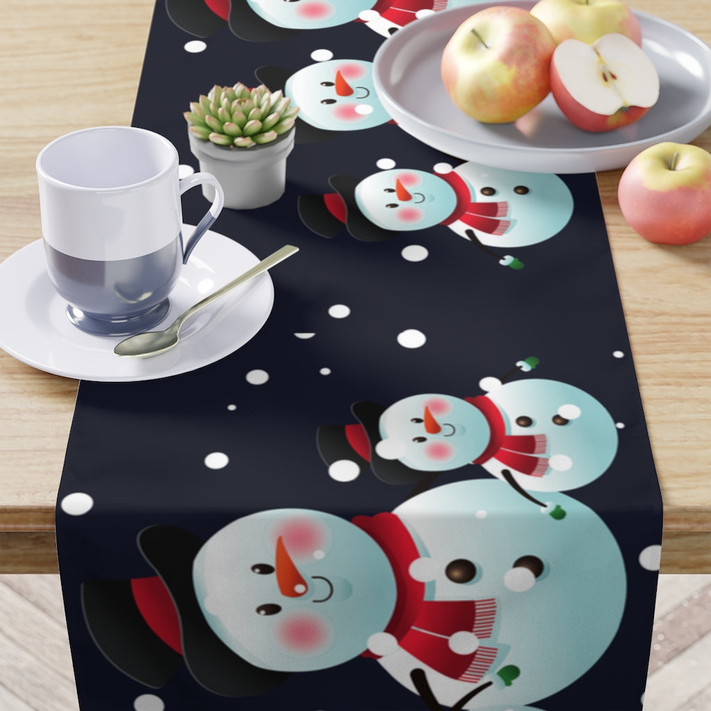 Snowman Table Runner / Navy Blue Table Runner / Christmas Table Runner