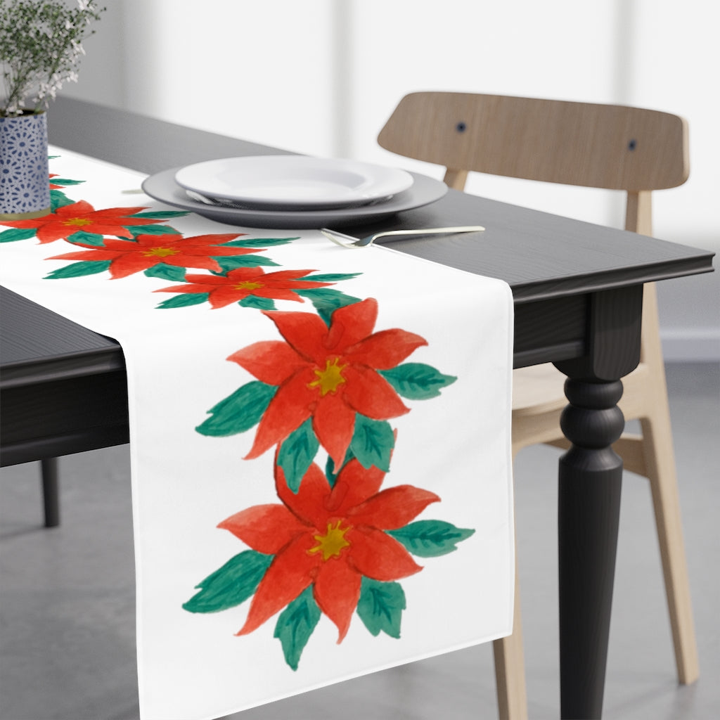 poinsettia christmas table runner