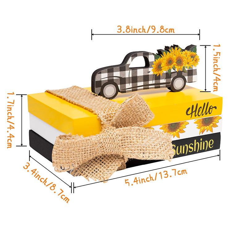 Sunflower Tiered Tray Decor / Sunflower Wood Books