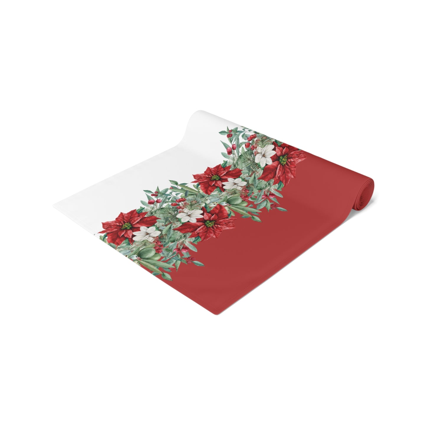 Christmas Red Poinsettia Table Runner