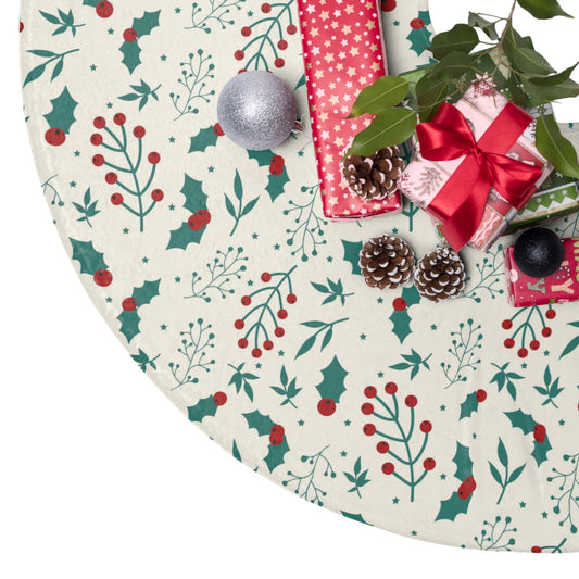 green and red christmas berry tree skirt