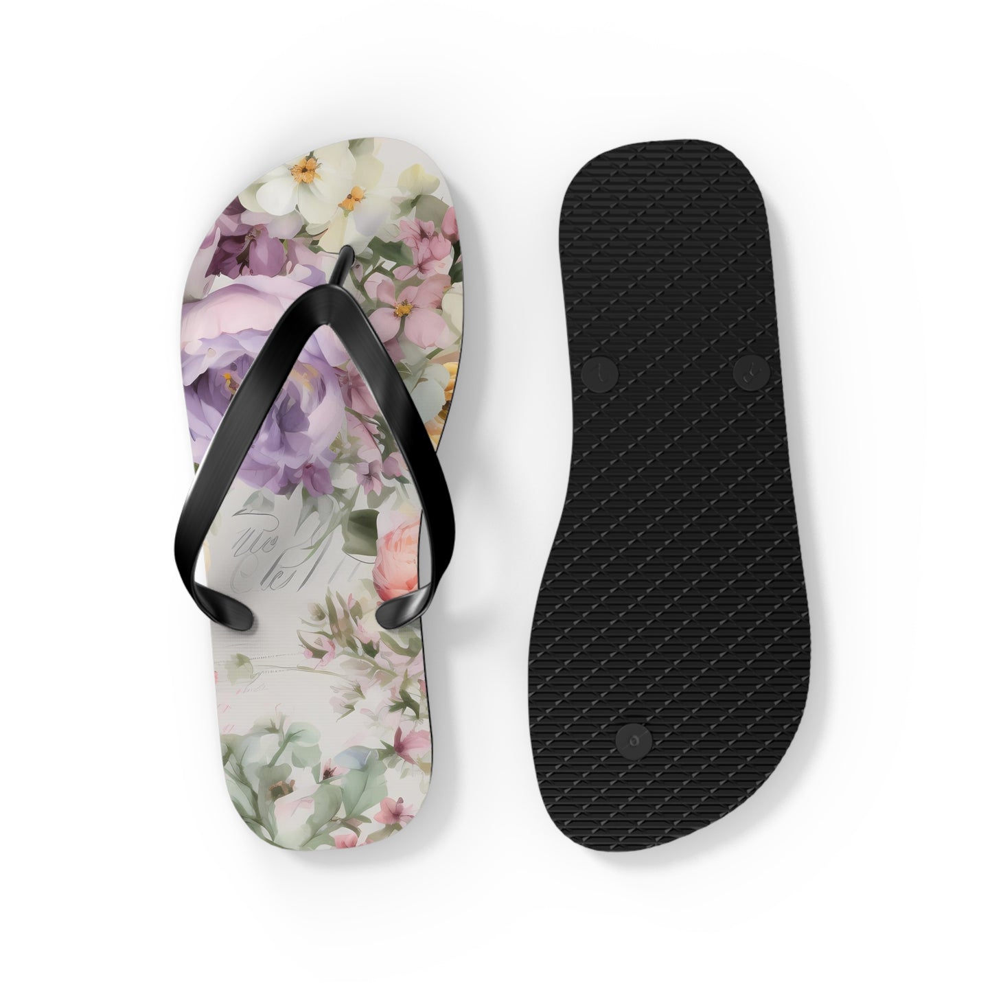Women's Floral Flip Flops, Purple Peony Beach Flip Flops