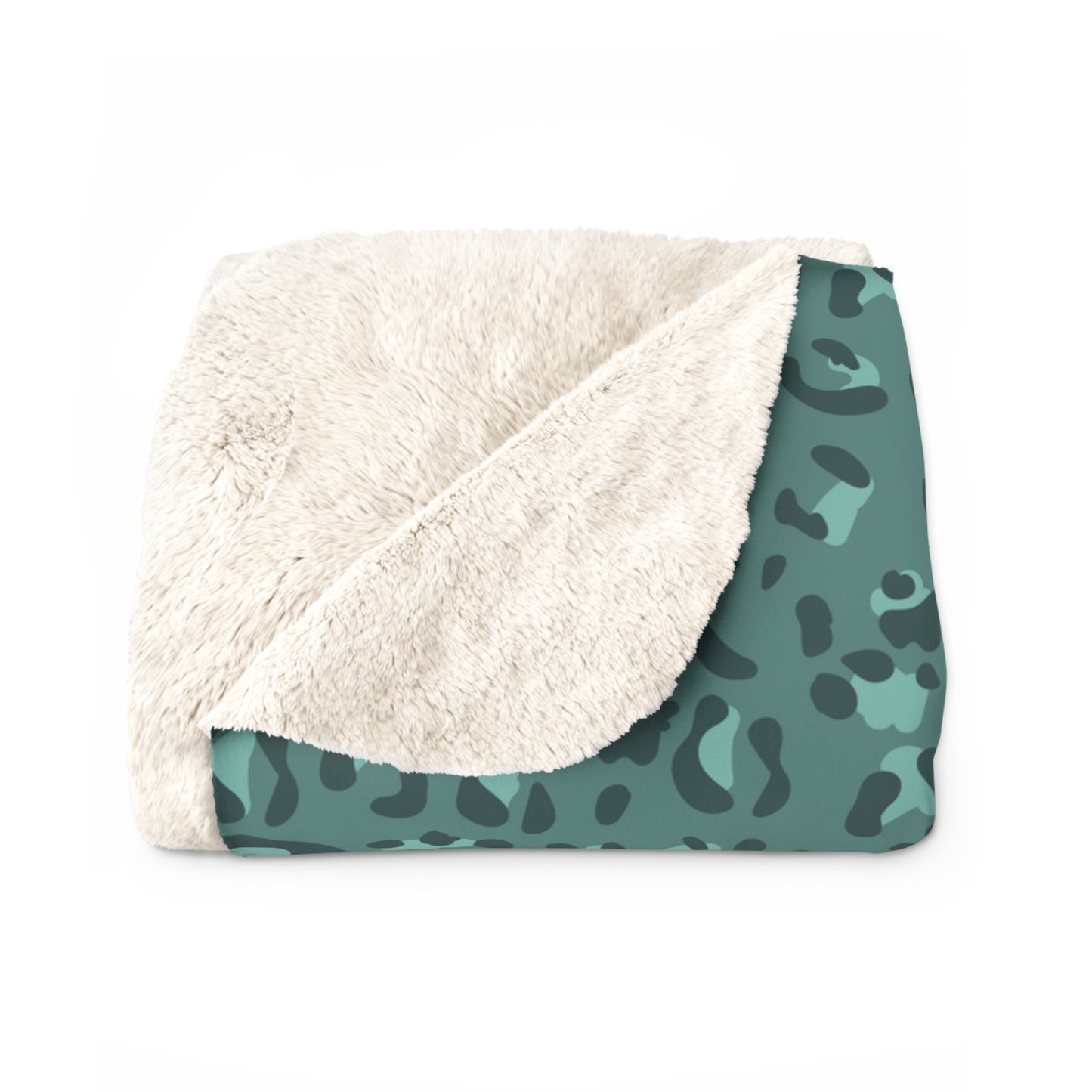 Green Leopard Print Blanket / Personalized Sherpa Blanket