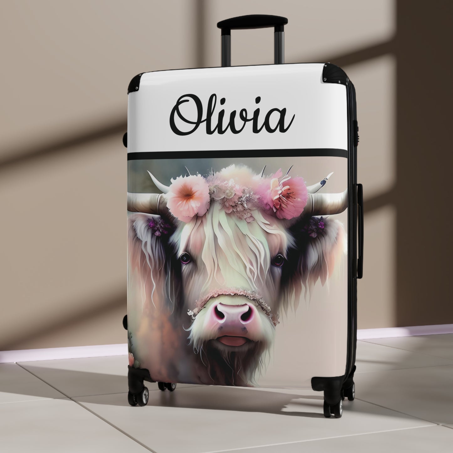 Pink Highland Cow Suitcase