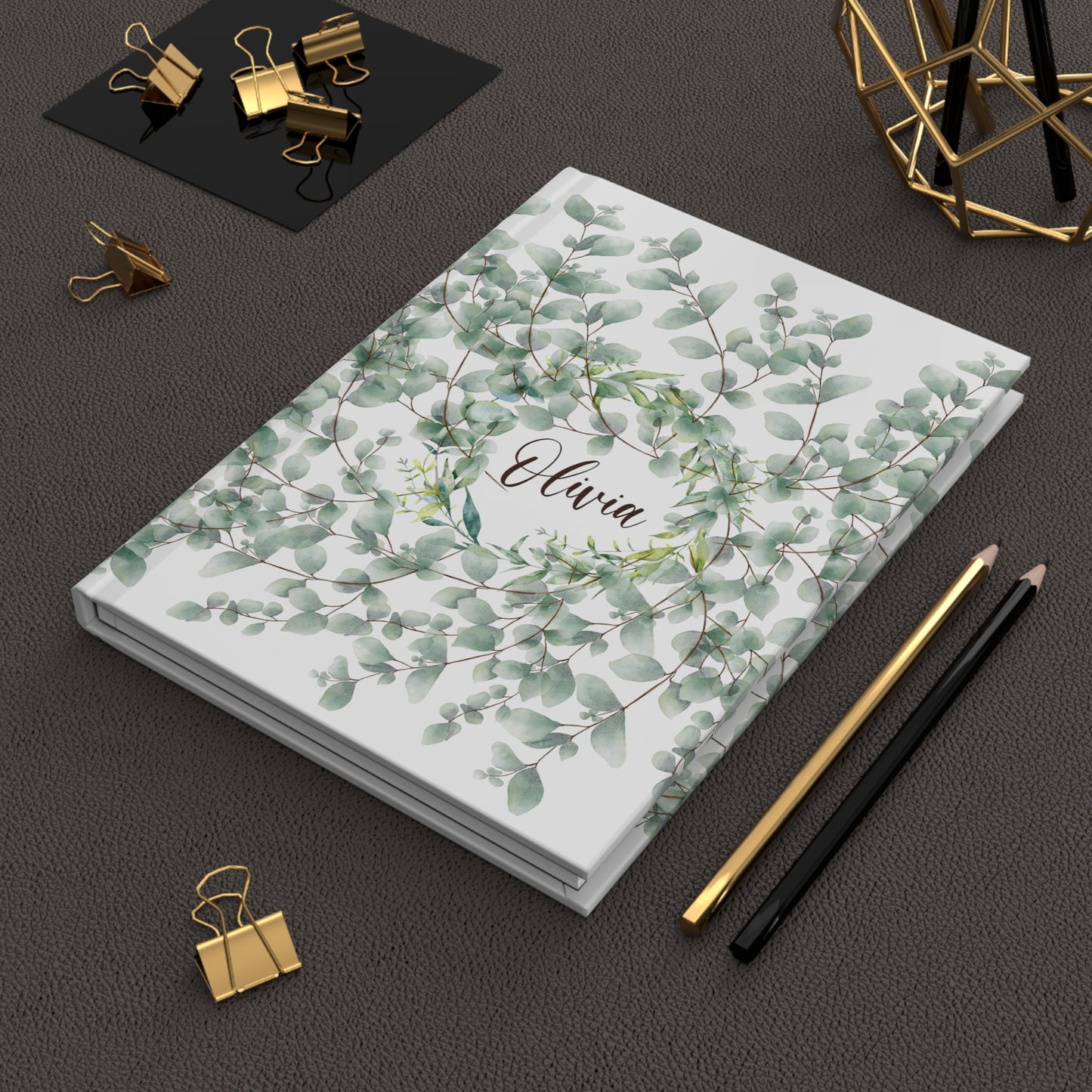 Eucalyptus Print Journal, Personalized Wedding Notebook