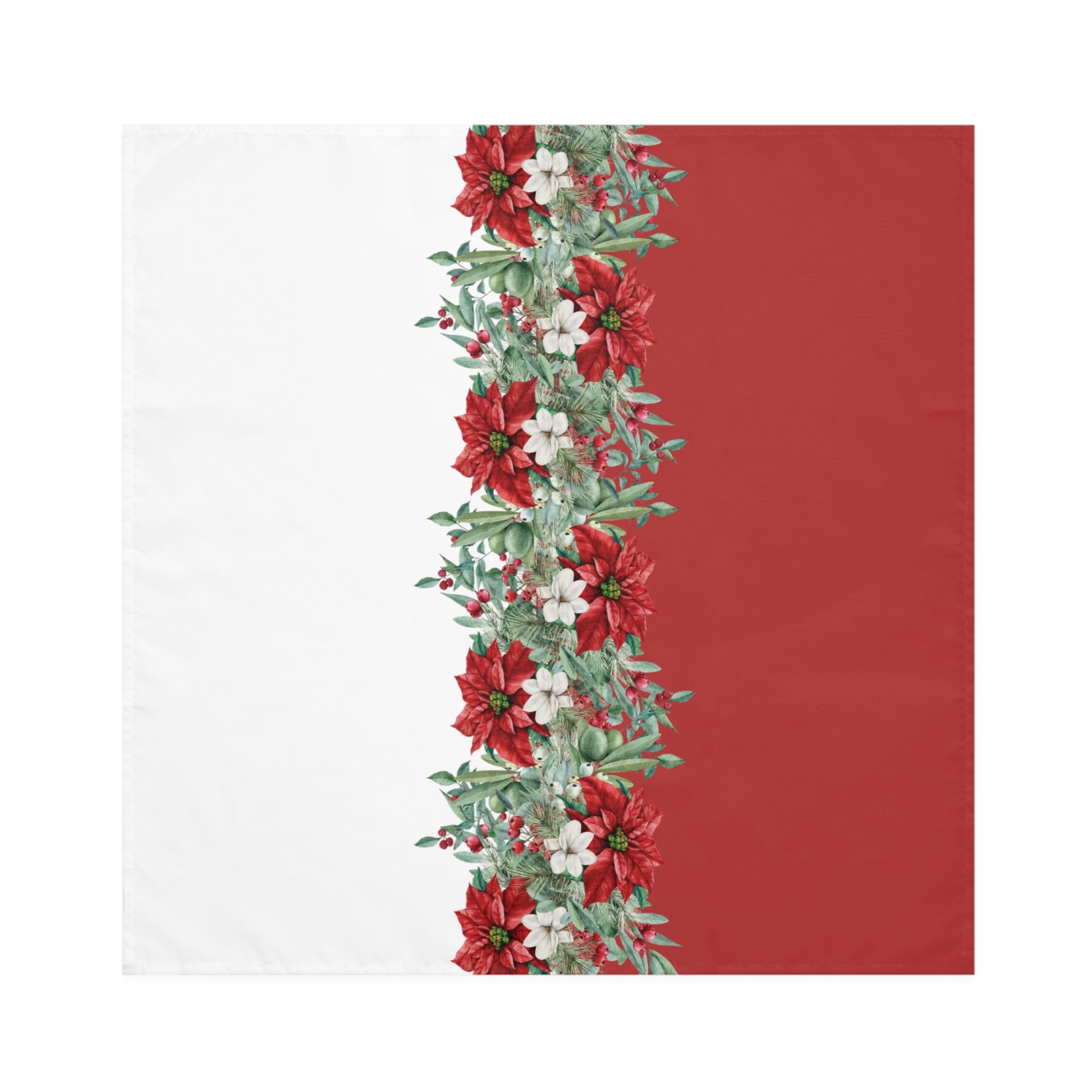 red an white poinsettia christmas cloth napkins in a set of 4