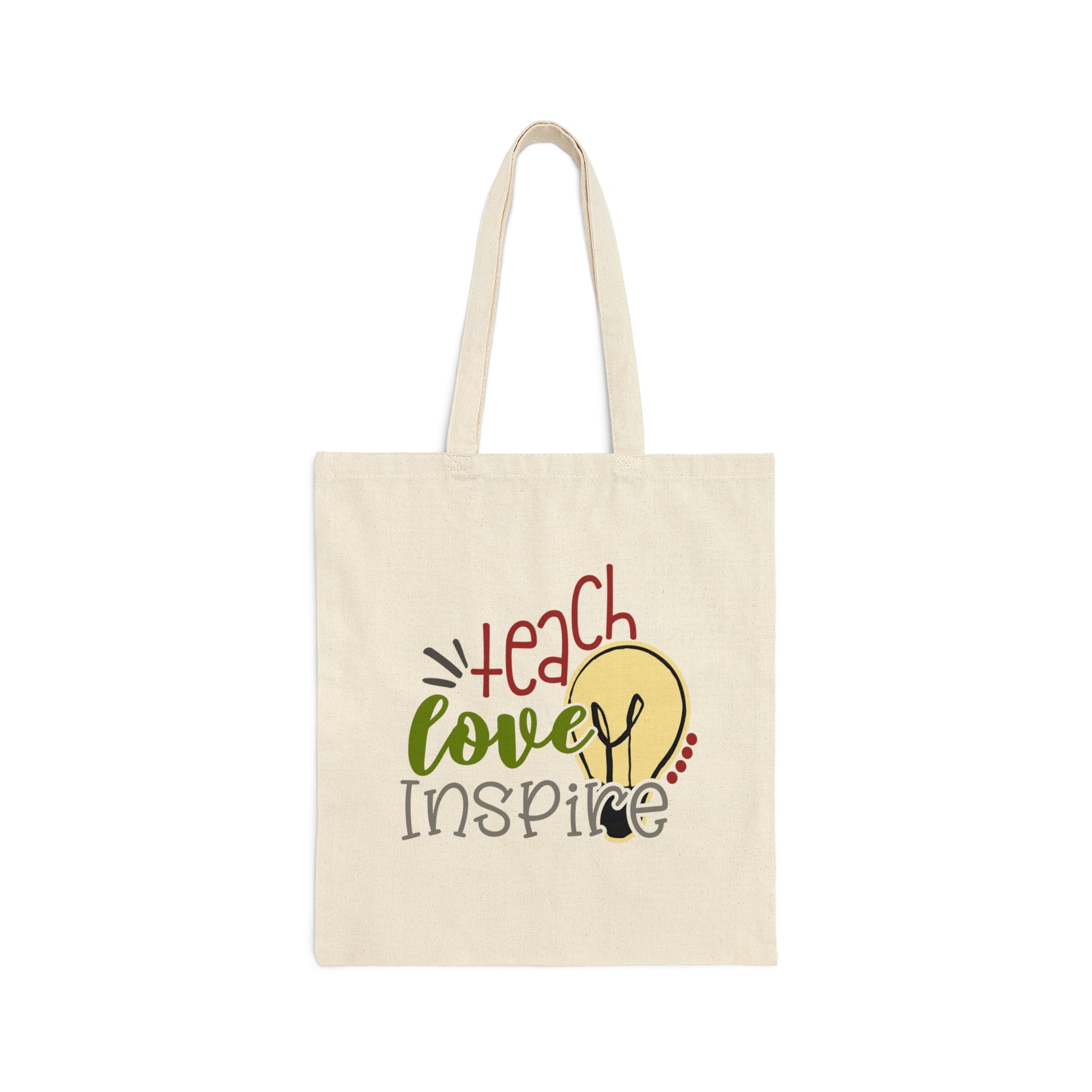 teachers tote bag with teach, love, inspire print for teachers gift