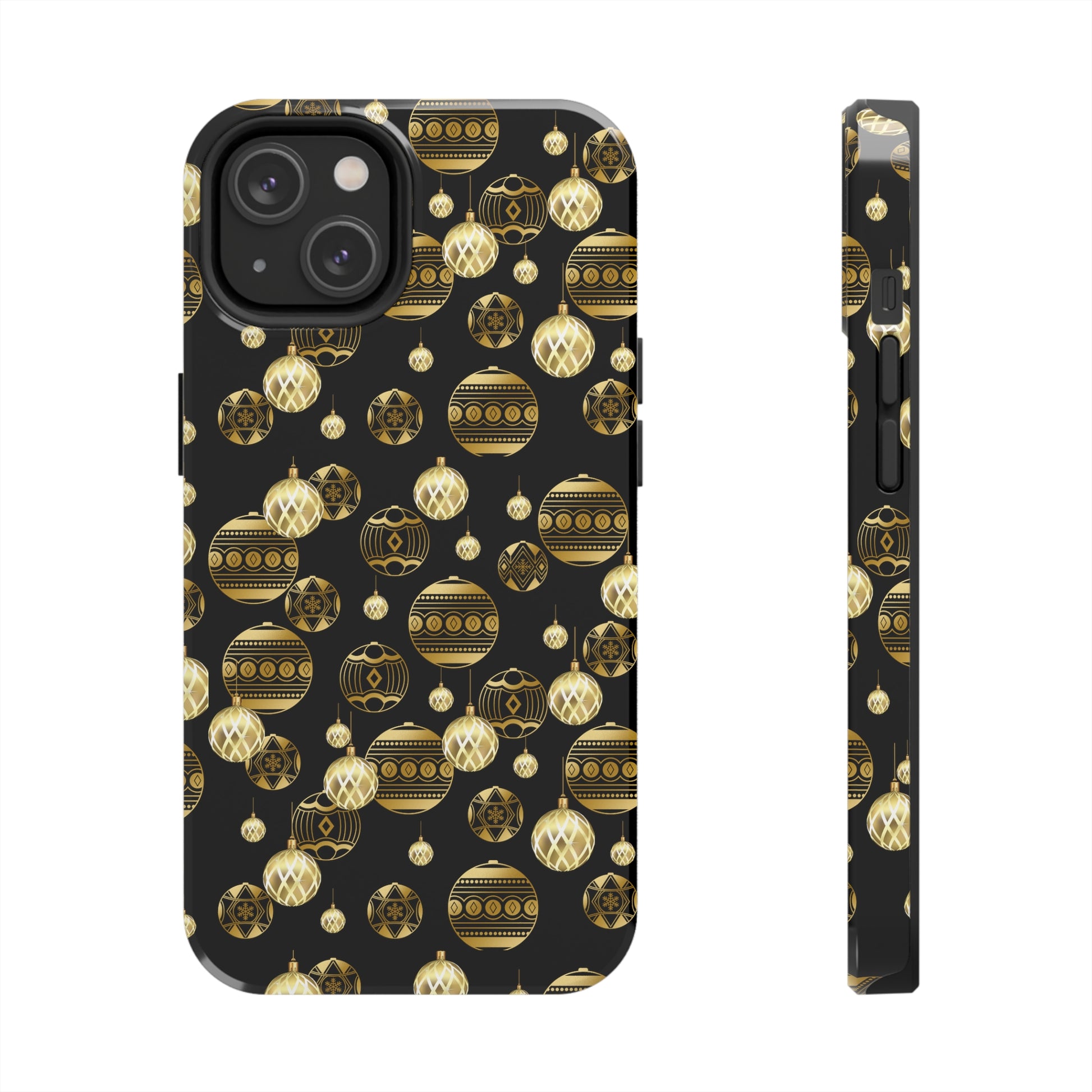 black and gold christmas ornament iphone case