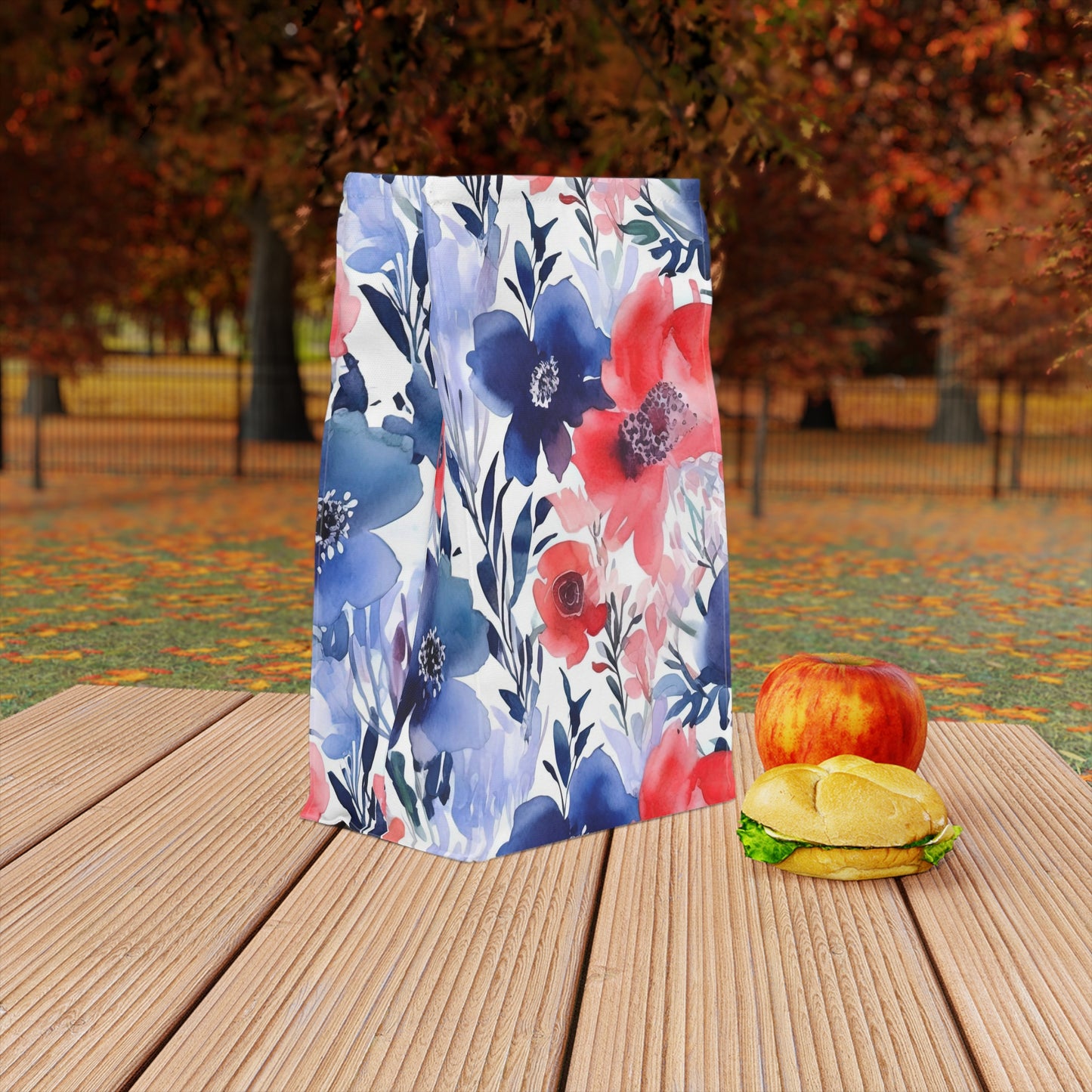 Floral Lunch Bag / Watercolor Print Lunch Tote